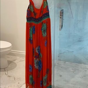 Gorgeous flowey Anthropologie dress orange,blue